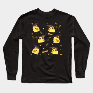 witch cockatiel doodle pattern Long Sleeve T-Shirt